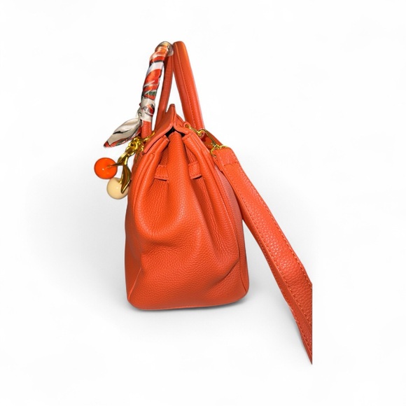 Elegant Orange Handbag (Wirkin) with Floral Accents & Cherries NWT - Picture 9 of 9